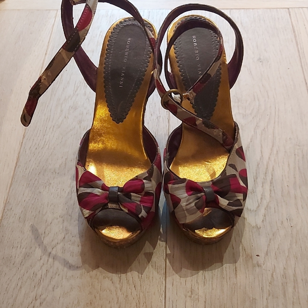 Elegant Red and Brown High Heel Shoes